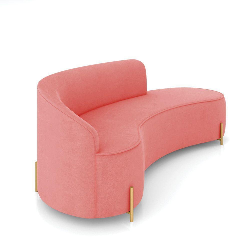 Sofá 4 Lugares Orgânico 220cm Pé Dourado Morgan Suede Rosê D03 - D'rossi - 6