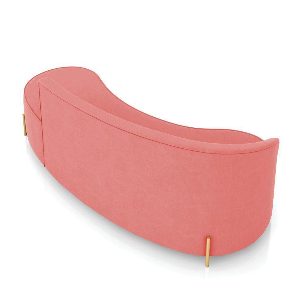 Sofá 4 Lugares Orgânico 220cm Pé Dourado Morgan Suede Rosê D03 - D'rossi - 8