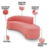 Sofá 4 Lugares Orgânico 220cm Pé Dourado Morgan Suede Rosê D03 - D'rossi - 3