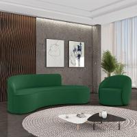 Sofá 4 Lugares Orgânico 220cm Morgan E Poltrona Lua Veludo Verde D03 - D'rossi - 2