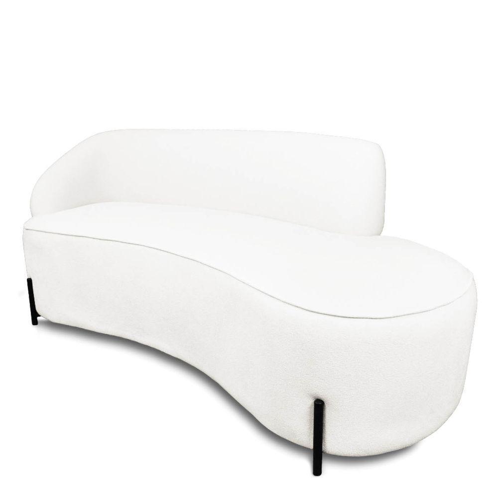 Sofá 4 Lugares Orgânico 220cm Pé Ferro Preto Morgan Bouclê Off White D03 - D'rossi - 1