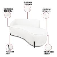 Sofá 4 Lugares Orgânico 220cm Pé Ferro Preto Morgan Bouclê Off White D03 - D'rossi - 2