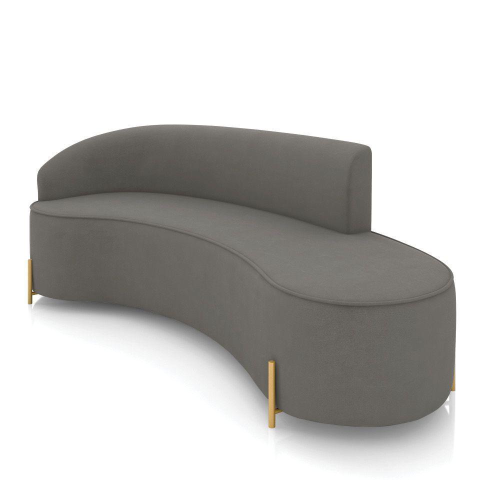 Sofá 4 Lugares Orgânico 220cm Pé Dourado Morgan Suede Grafite D03 - D'rossi - 1
