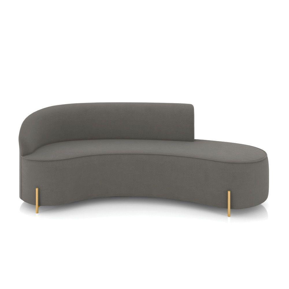 Sofá 4 Lugares Orgânico 220cm Pé Dourado Morgan Suede Grafite D03 - D'rossi - 5