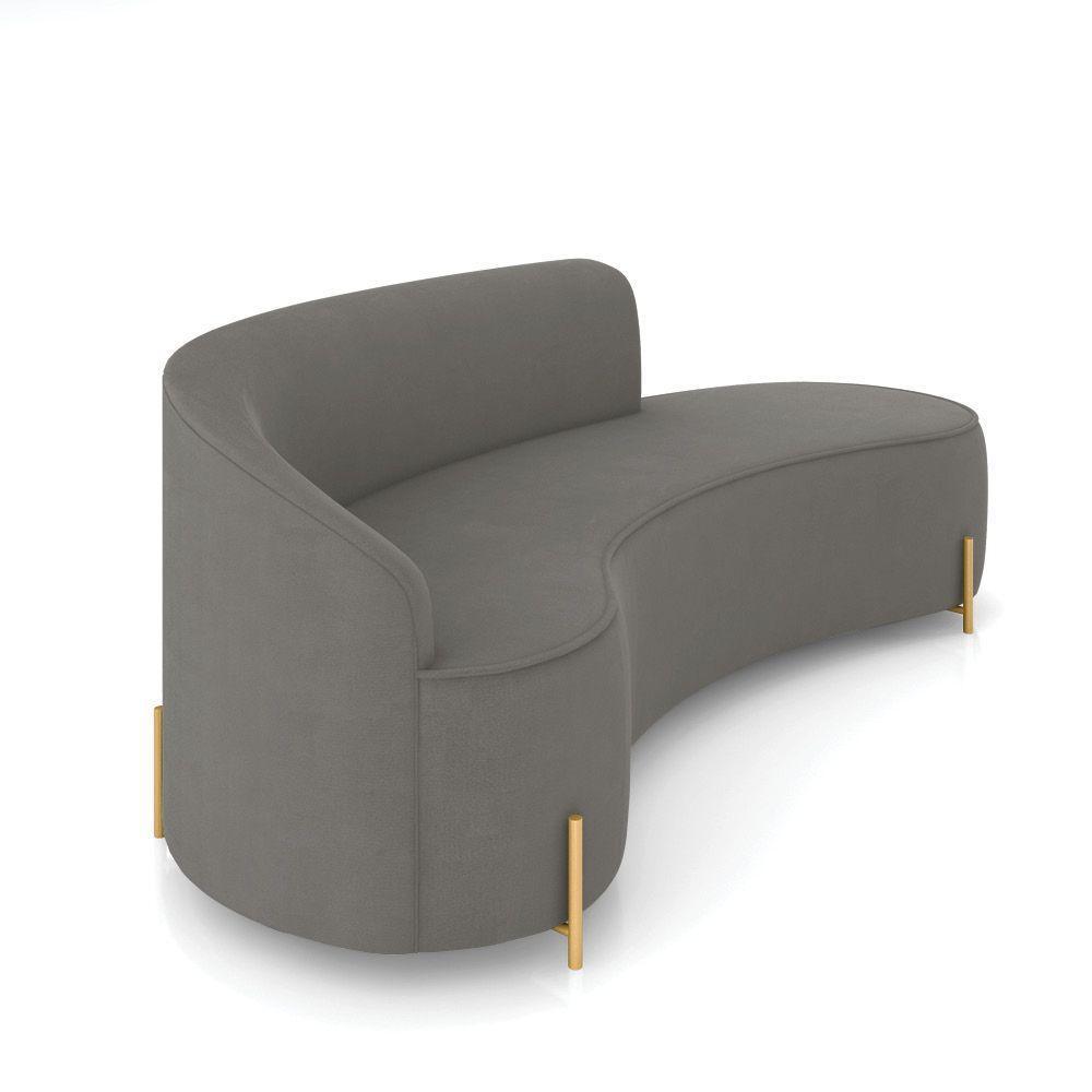 Sofá 4 Lugares Orgânico 220cm Pé Dourado Morgan Suede Grafite D03 - D'rossi - 6