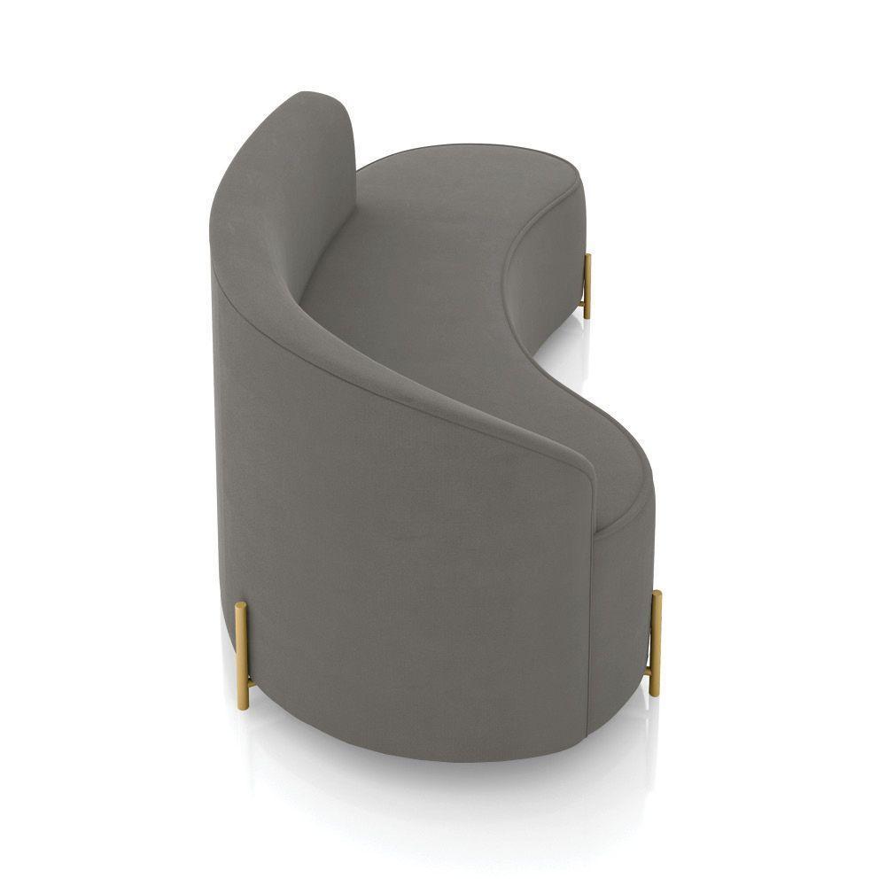 Sofá 4 Lugares Orgânico 220cm Pé Dourado Morgan Suede Grafite D03 - D'rossi - 7