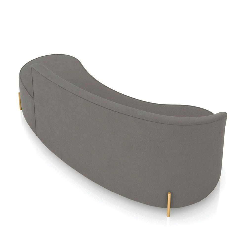 Sofá 4 Lugares Orgânico 220cm Pé Dourado Morgan Suede Grafite D03 - D'rossi - 8