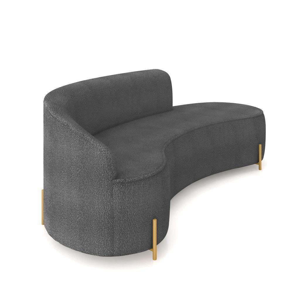 Sofá 4 Lugares Orgânico 220cm Pé Dourado Morgan Bouclê Grafite D03 - D'rossi - 6