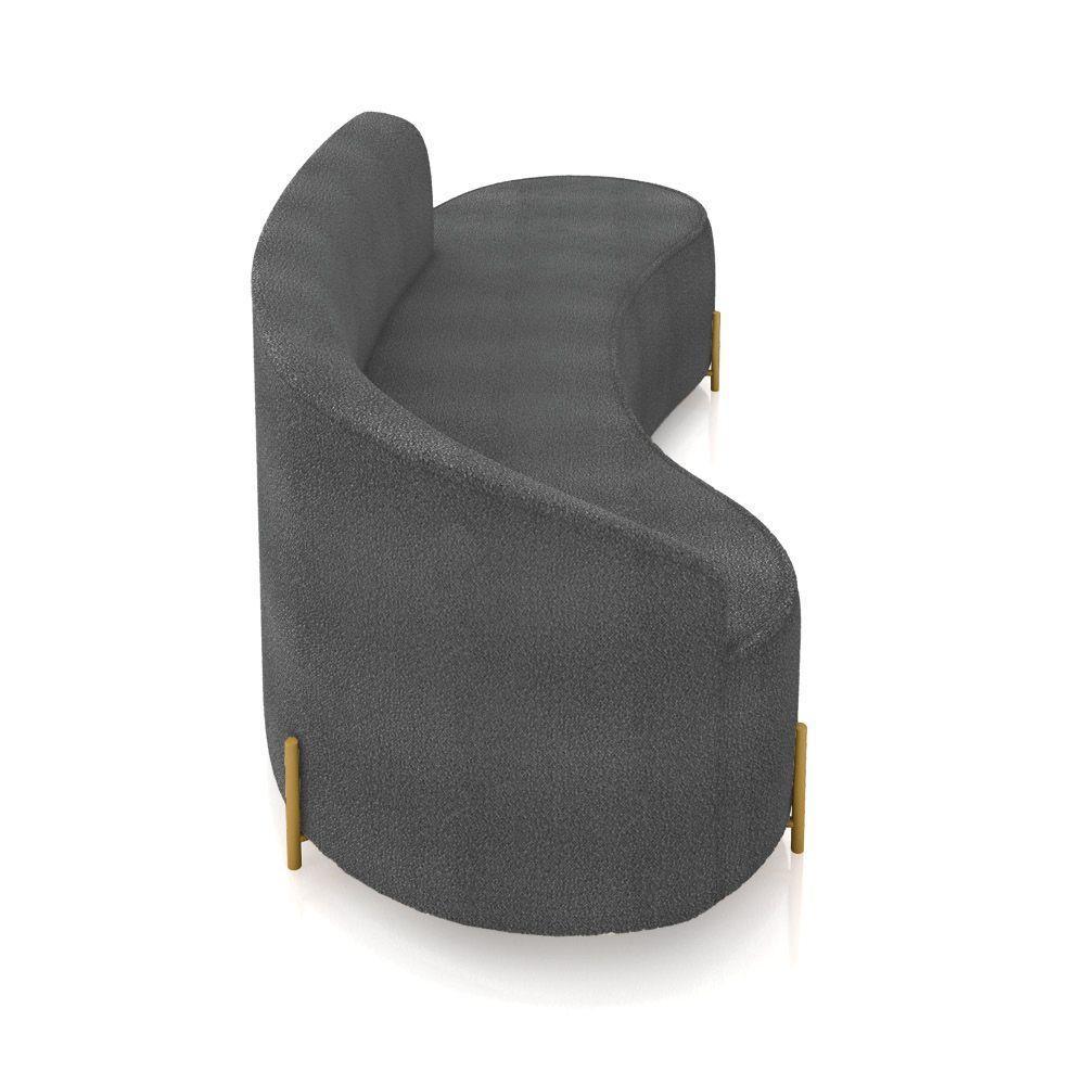 Sofá 4 Lugares Orgânico 220cm Pé Dourado Morgan Bouclê Grafite D03 - D'rossi - 7