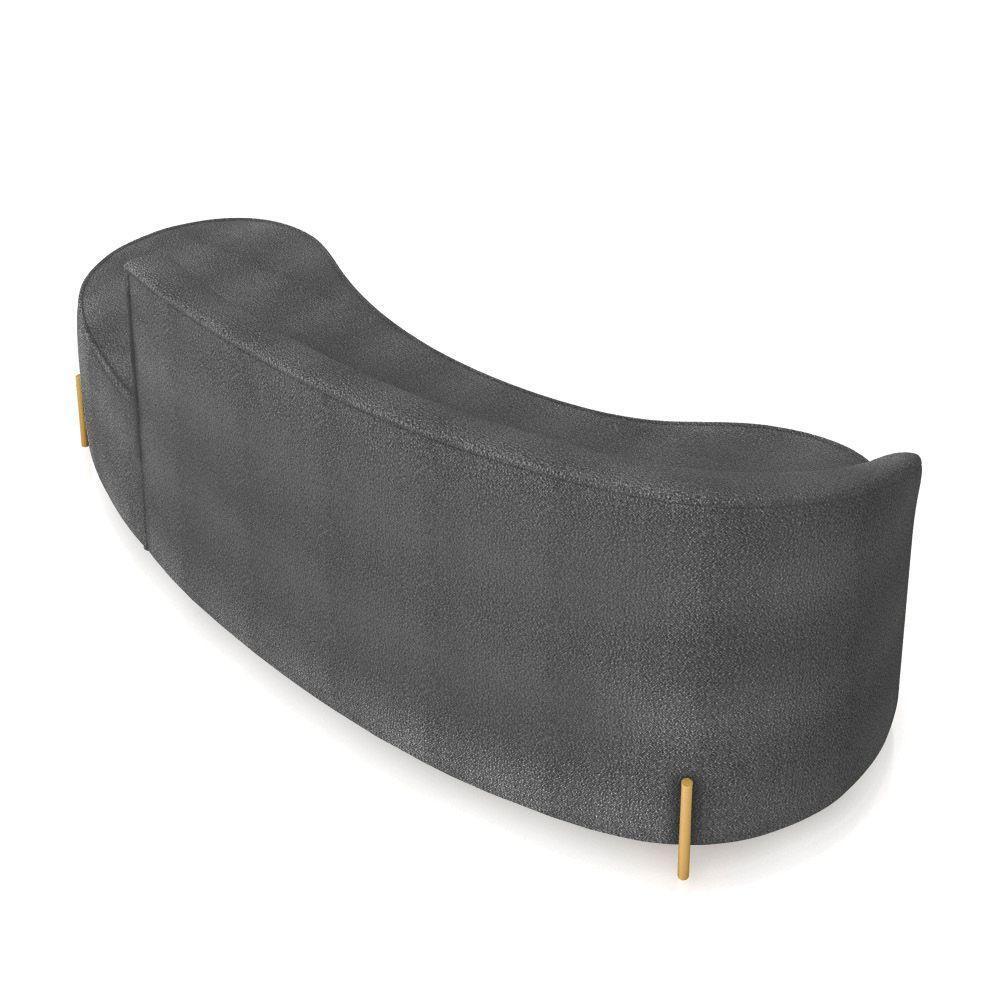 Sofá 4 Lugares Orgânico 220cm Pé Dourado Morgan Bouclê Grafite D03 - D'rossi - 8