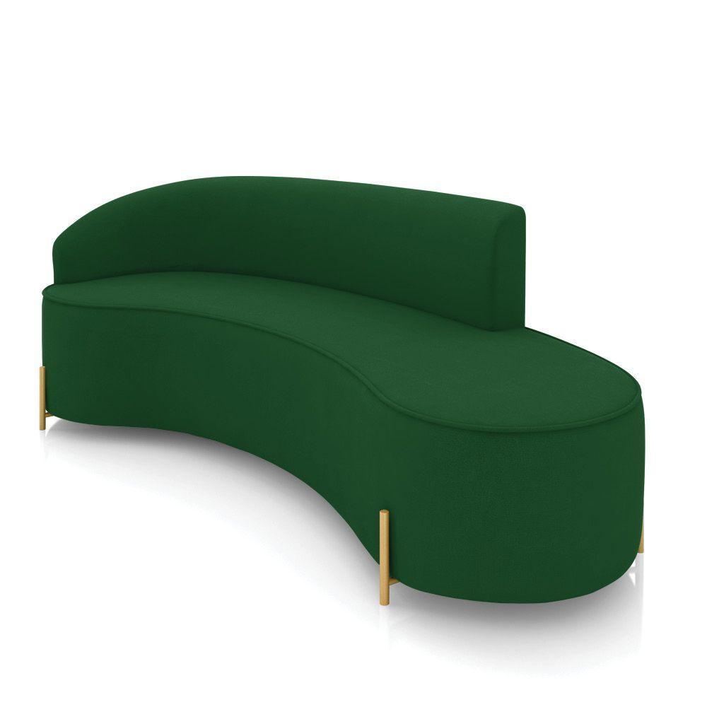 Sofá 4 Lugares Orgânico 220cm Pé Dourado Morgan Suede Verde D03 - D'rossi - 1