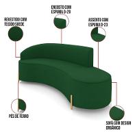 Sofá 4 Lugares Orgânico 220cm Pé Dourado Morgan Suede Verde D03 - D'rossi - 3