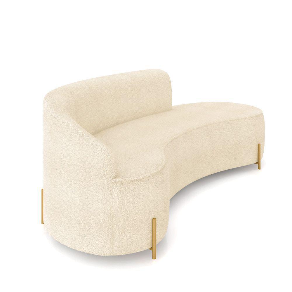 Sofá 4 Lugares Orgânico 220cm Pé Dourado Morgan Bouclê Bege D03 - D'rossi - 6