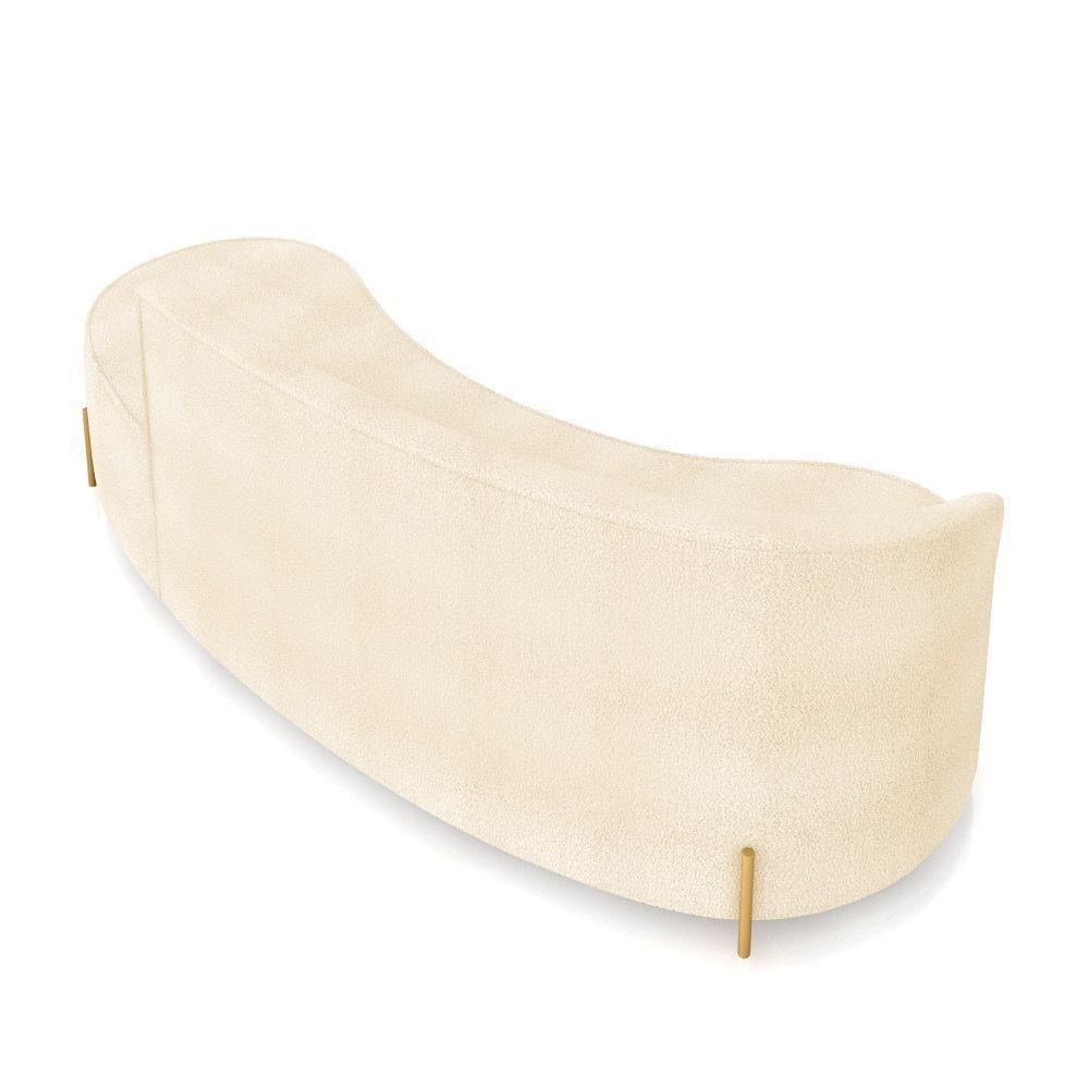 Sofá 4 Lugares Orgânico 220cm Pé Dourado Morgan Bouclê Bege D03 - D'rossi - 8