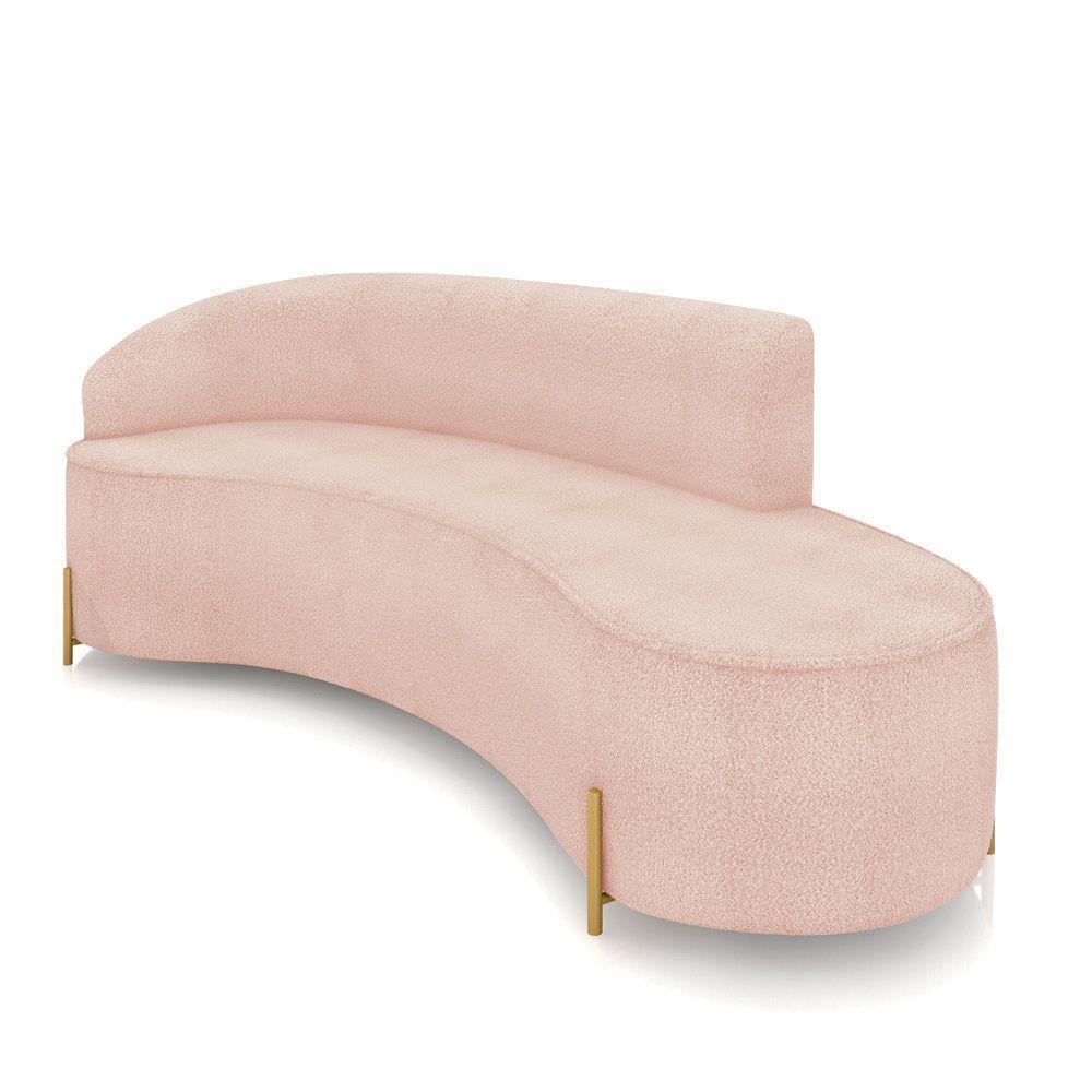 Sofá 4 Lugares Orgânico 220cm Pé Dourado Morgan Bouclê Rosê D03 - D'rossi - 1