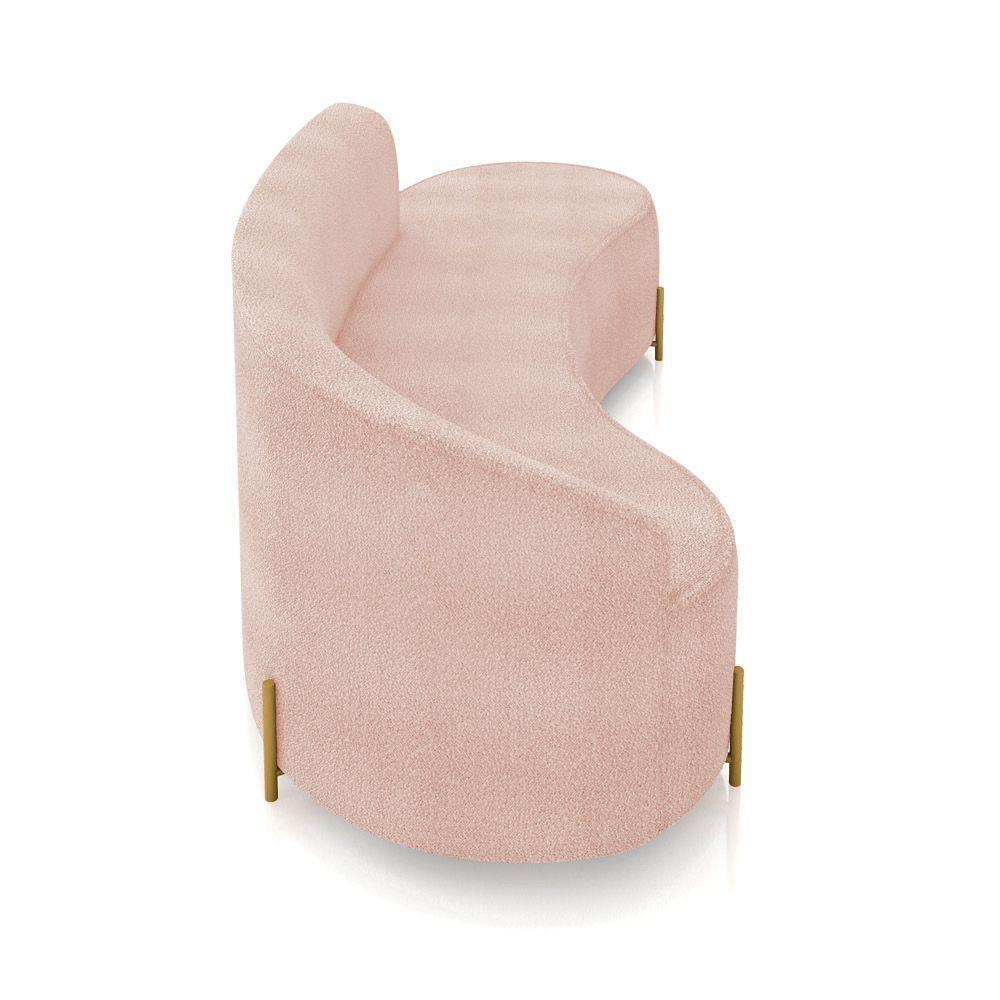 Sofá 4 Lugares Orgânico 220cm Pé Dourado Morgan Bouclê Rosê D03 - D'rossi - 7