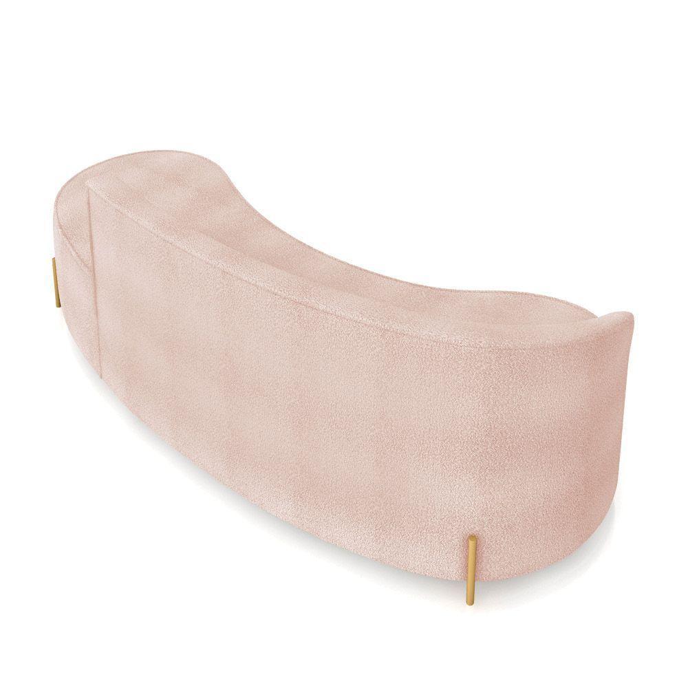 Sofá 4 Lugares Orgânico 220cm Pé Dourado Morgan Bouclê Rosê D03 - D'rossi - 8