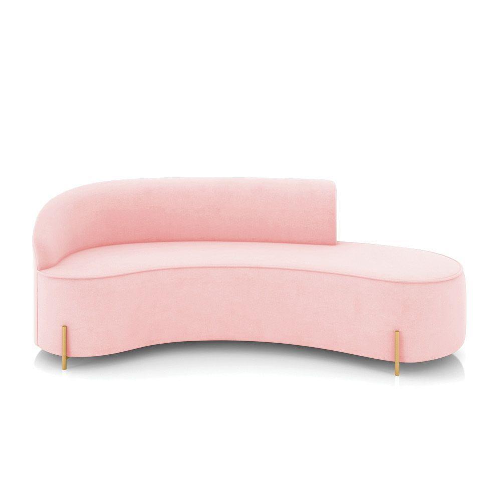 Sofá 4 Lugares Orgânico 220cm Pé Dourado Morgan Suede Rosa Bebê D03 - D'rossi - 5