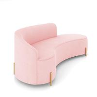 Sofá 4 Lugares Orgânico 220cm Pé Dourado Morgan Suede Rosa Bebê D03 - D'rossi - 6