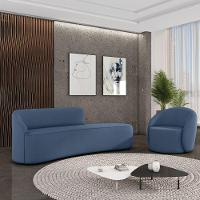 Sofá 4 Lugares Orgânico 220cm Morgan E Poltrona Lua Suede Azul M D03 - D'rossi - 2