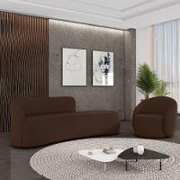 Sofá 4 Lugares Orgânico 220cm Morgan E Poltrona Lua Suede Marrom D03 - D'rossi - 2