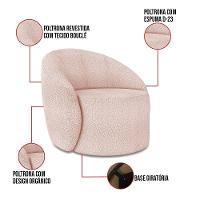 Sofá 4 Lugares Orgânico 220cm Morgan E 2 Poltronas Lua Bouclê Rosê D03 - D'rossi