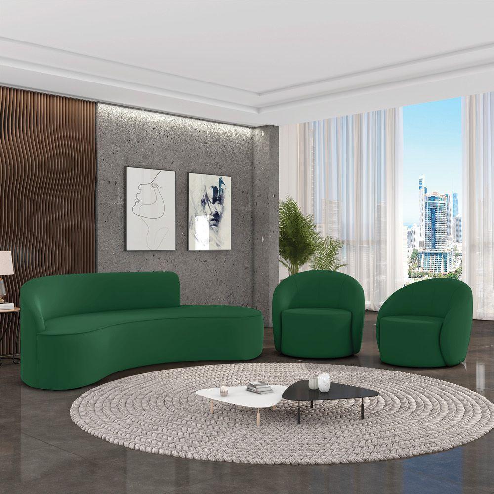Sofá 4 Lugares Orgânico 220cm Morgan E 2 Poltronas Lua Veludo Verde D03 - D'rossi - 2