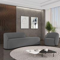 Sofá 4 Lugares Orgânico 220cm Morgan E Poltrona Lua Suede Grafite D03 - D'rossi - 2