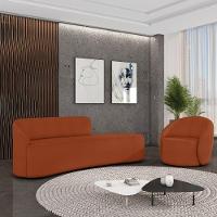 Sofá 4 Lugares Orgânico 220cm Morgan E Poltrona Lua Bouclê Terracota D03 - D'rossi - 2