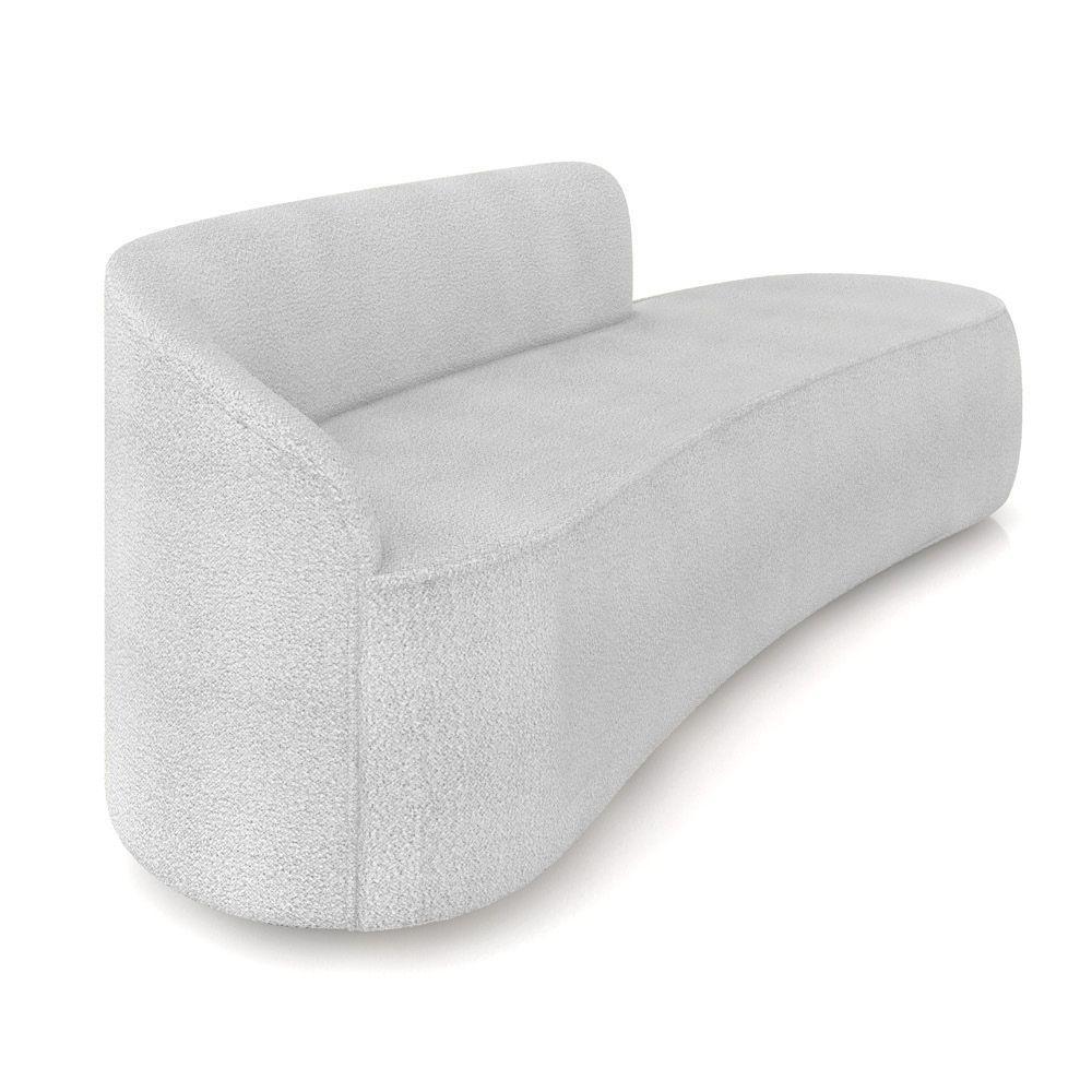 Sofá 4 Lugares Orgânico 220cm Morgan E Poltrona Lua Bouclê Cinza D03 - D'rossi - 7