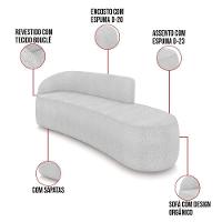 Sofá 4 Lugares Orgânico 220cm Morgan E Poltrona Lua Bouclê Cinza D03 - D'rossi - 3