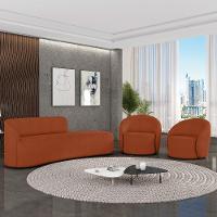 Sofá 4 Lugares Orgânico 220cm Morgan E 2 Poltronas Lua Bouclê Terracota D03 - D'rossi - 2