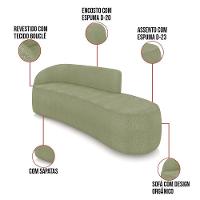 Sofá 4 Lugares Orgânico 220cm Morgan E Poltrona Lua Bouclê Pistache D03 - D'rossi - 3