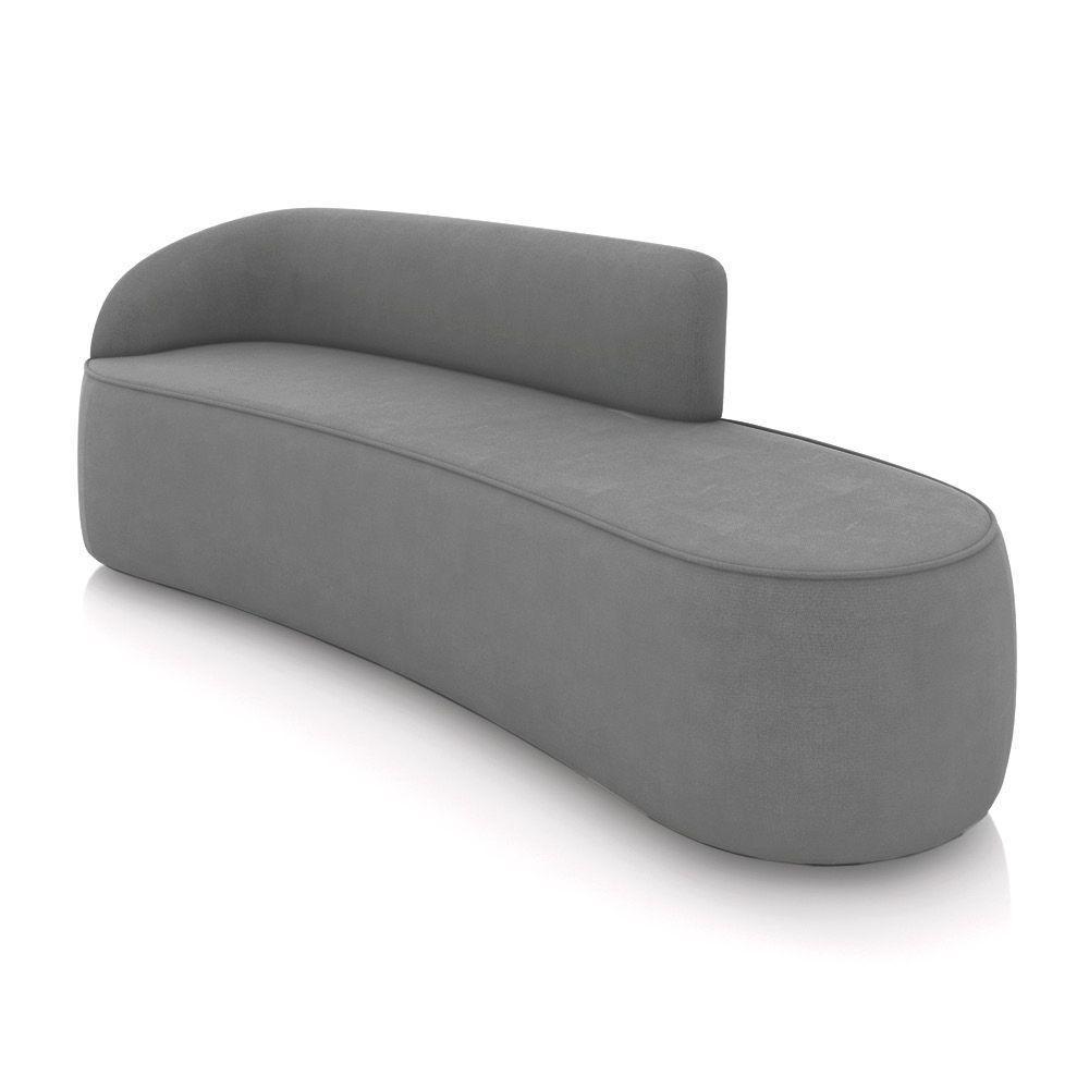 Sofá 4 Lugares Orgânico 220 Cm Morgan Suede Grafite D03 - D'rossi - 1