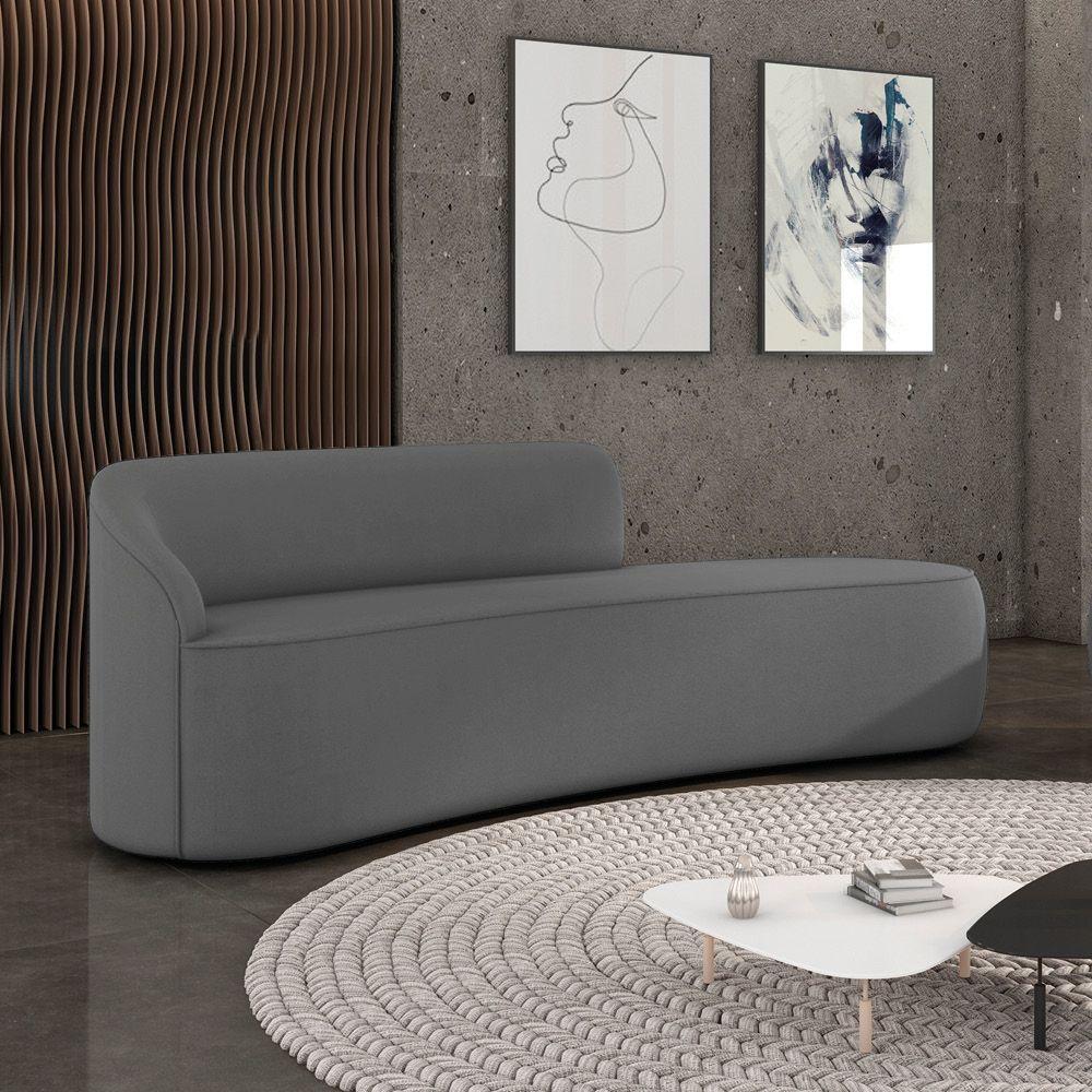 Sofá 4 Lugares Orgânico 220 Cm Morgan Suede Grafite D03 - D'rossi - 2