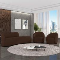 Sofá 4 Lugares Orgânico 220cm Morgan E 2 Poltronas Lua Suede Marrom D03 - D'rossi - 2