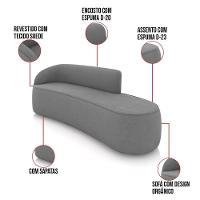 Sofá 4 Lugares Orgânico 220cm Morgan E 2 Poltronas Lua Suede Grafite D03 - D'rossi - 3