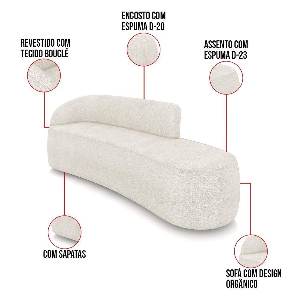 Sofá 4 Lugares Orgânico 220cm Morgan E 2 Poltronas Lua Bouclê Off White D03 - D'rossi - 3