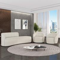 Sofá 4 Lugares Orgânico 220cm Morgan E 2 Poltronas Lua Bouclê Off White D03 - D'rossi - 2