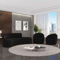 Sofá 4 Lugares Orgânico 220cm Morgan E 2 Poltronas Lua Veludo Preto D03 - D'rossi - 2