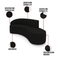 Sofá 4 Lugares Orgânico 220cm Morgan E 2 Poltronas Lua Veludo Preto D03 - D'rossi - 3