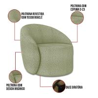 Sofá 4 Lugares Orgânico 220cm Morgan E 2 Poltronas Lua Bouclê Pistache D03 - D'rossi