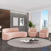 Sofá 4 Lugares Orgânico 220cm Morgan E 2 Poltronas Lua Veludo Rose D03 - D'rossi - 2