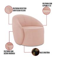 Sofá 4 Lugares Orgânico 220cm Morgan E 2 Poltronas Lua Veludo Rose D03 - D'rossi