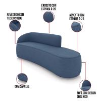 Sofá 4 Lugares Orgânico 220cm Morgan E 2 Poltronas Lua Suede Azul M D03 - D'rossi - 3