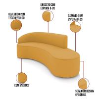 Sofá 4 Lugares Orgânico 220 Cm Morgan Veludo Mostarda D03 - D'rossi - 3