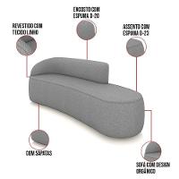 Sofá 4 Lugares Orgânico 220cm Morgan E 2 Poltronas Lua Linho Grafite D03 - D'rossi - 3