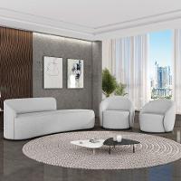 Sofá 4 Lugares Orgânico 220cm Morgan E 2 Poltronas Lua Linho Cinza D03 - D'rossi - 2