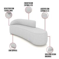 Sofá 4 Lugares Orgânico 220cm Morgan E 2 Poltronas Lua Linho Cinza D03 - D'rossi - 3