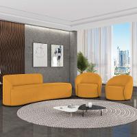 Sofá 4 Lugares Orgânico 220cm Morgan E 2 Poltronas Lua Bouclê Mostarda D03 - D'rossi - 2